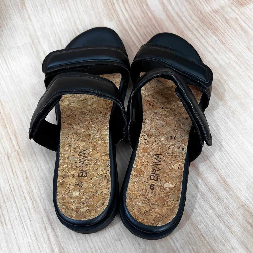 Bhava Vegan Leather Casual Sandal in Black Size 5 - Picture 3 of 10